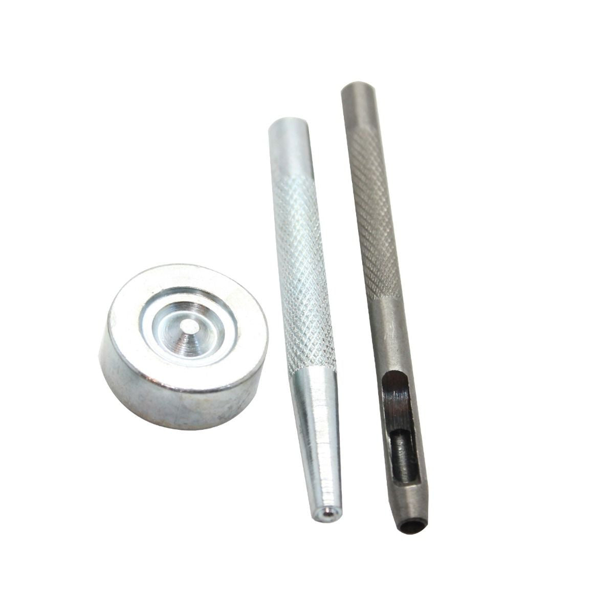 15mm 4-Part Metal Press Studs (Silver Back Snaps/(100 Sets)) with Hand Fixing Tool