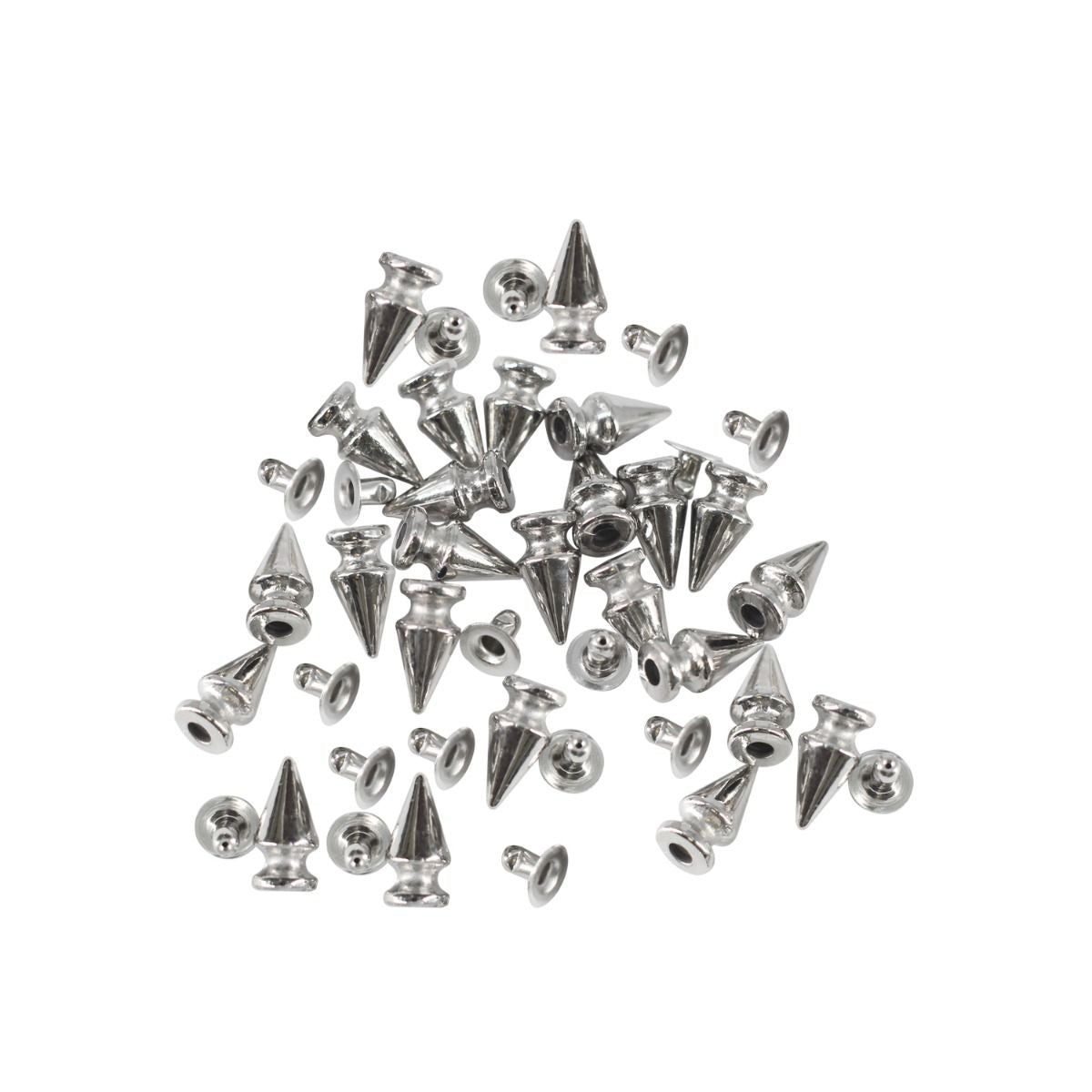 Plastic Thin Cone Punk Studs with Base Pin - (Pack of 100)
