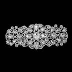 Sew-On Round Floral Design Diamante Motif - Silver