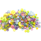 Coloured Buttons in Mixed Sizes - 100g Bag