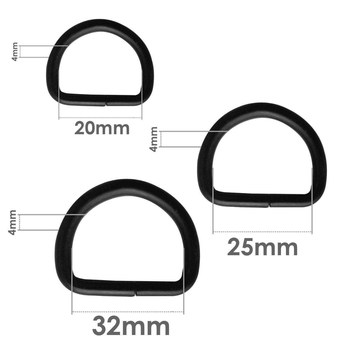 Metalic D-Rings - (Pack of 10)