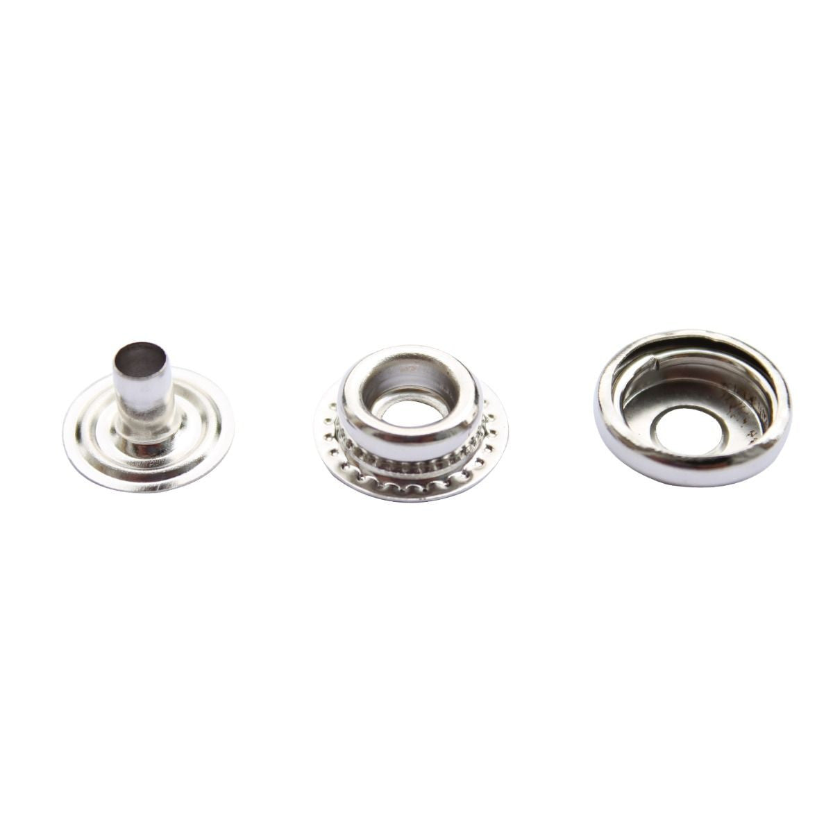 15mm 4-Part Press Studs with Colour Caps and Silver Components - Large (10 Sets)