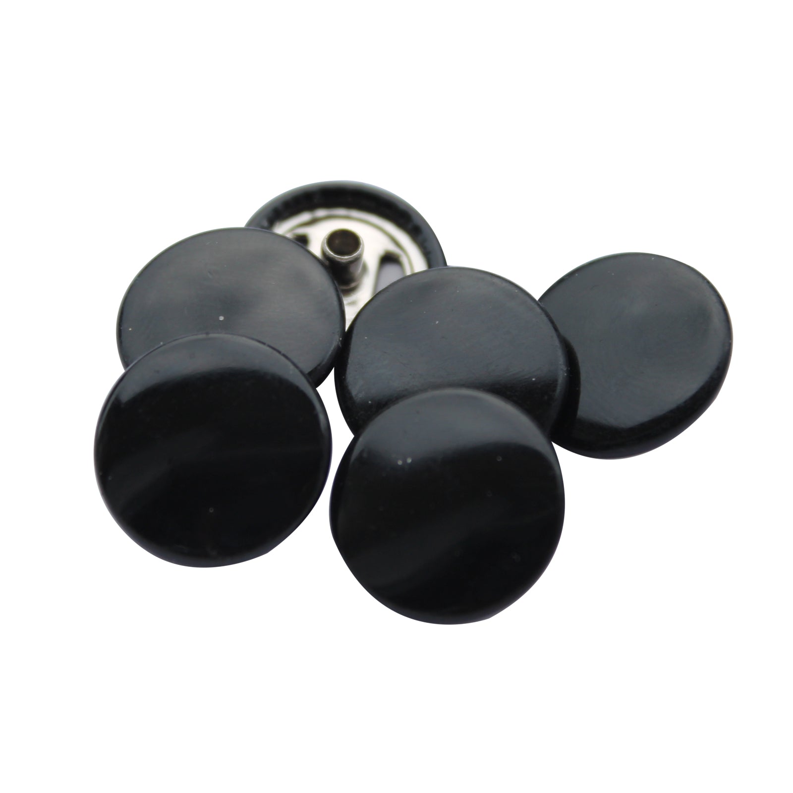 15mm S Spring Press Studs with Coloured Caps and Silver Components (10 Sets)