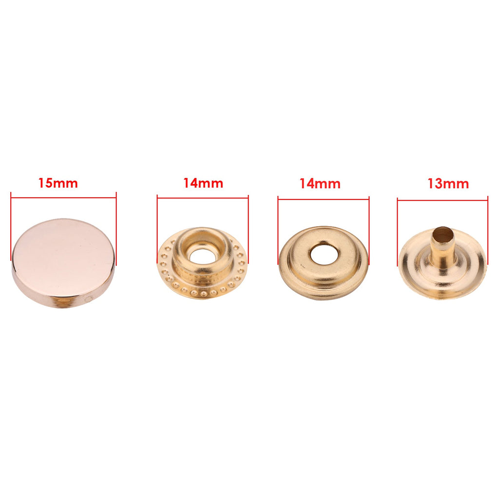 4-Part Flat Cap Press Studs (10 Sets)