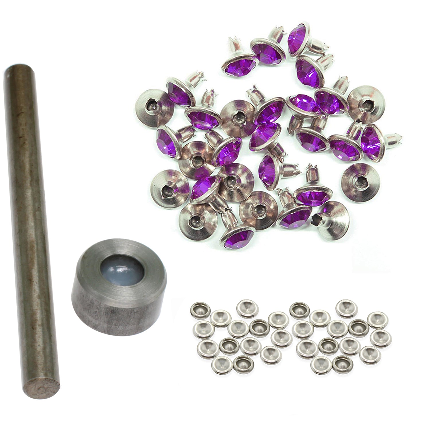 Diamante Rivets with 2 Part Hand Tool  - (Pack of 10)