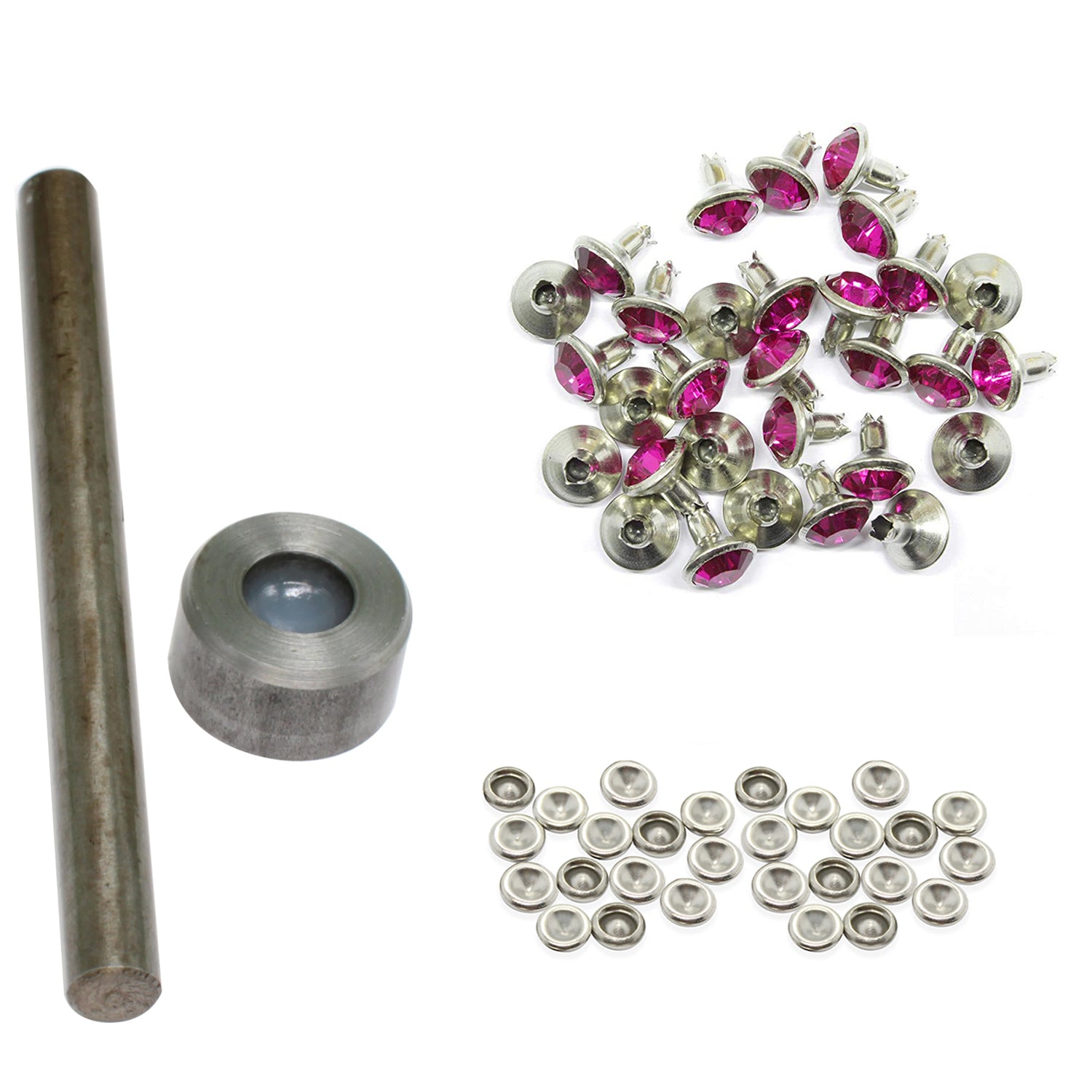 Diamante Rivets with 2 Part Hand Tool  - (Pack of 10)