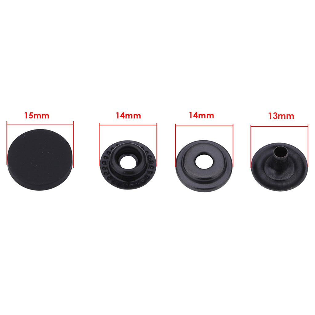 4-Part Flat Cap Press Studs (10 Sets)