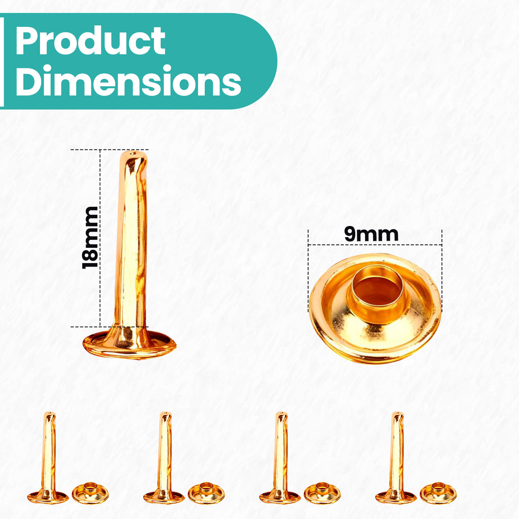 Double Cap Tubular Rivets Extra Long Studs (Pack of 50)