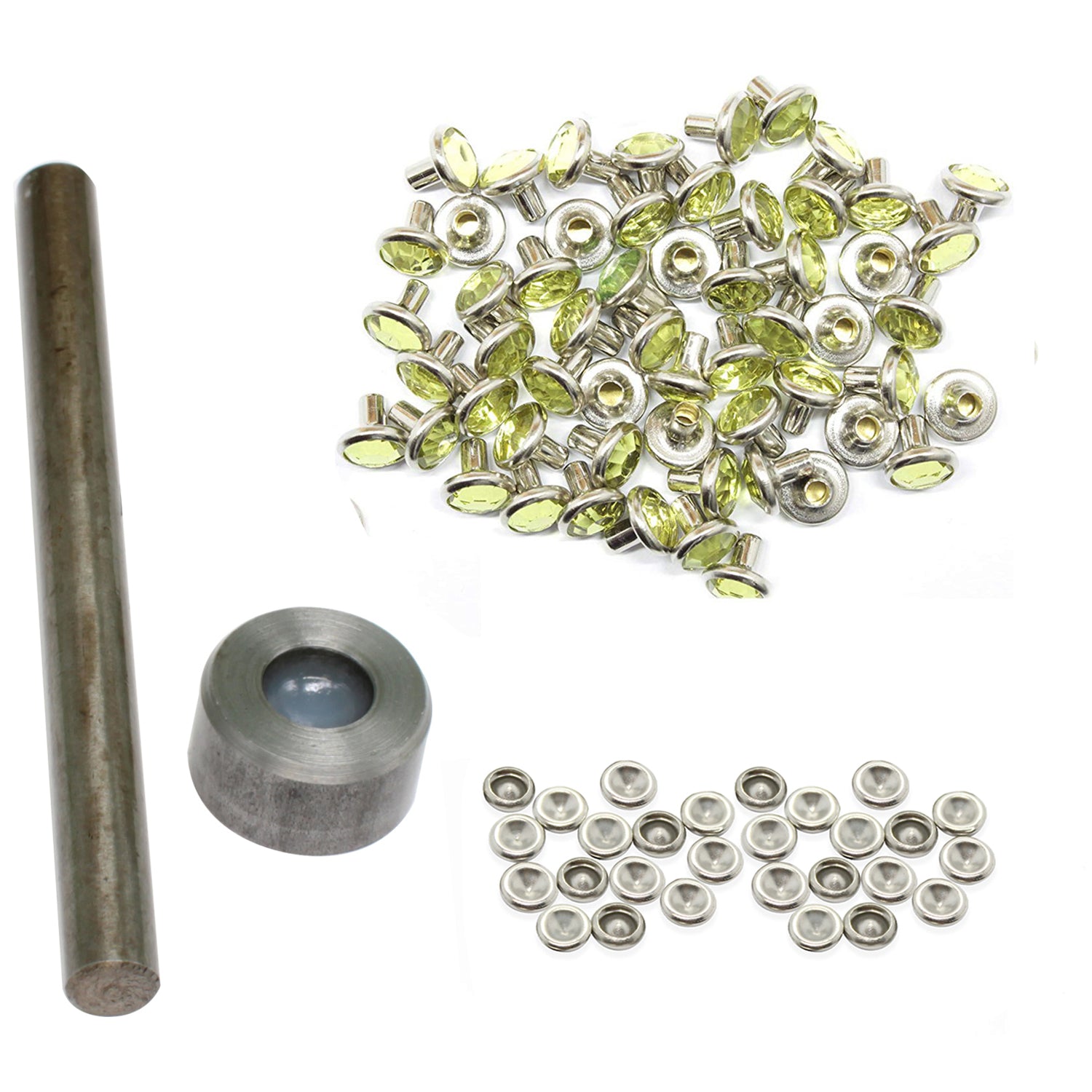 Diamante Rivets with 2 Part Hand Tool  - (Pack of 10)
