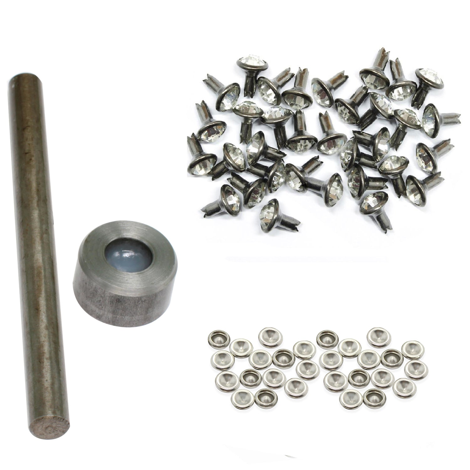 Diamante Rivets with 2 Part Hand Tool  - (Pack of 10)