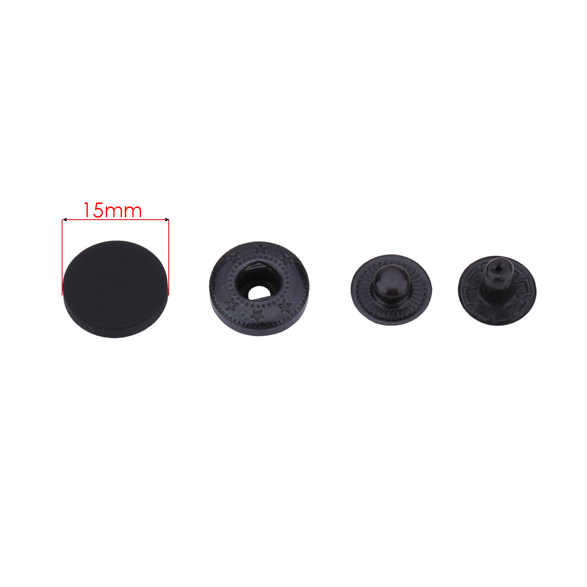 4-Part Flat Cap S Spring Press Studs (10 Sets)