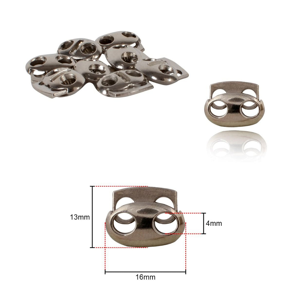 Metal Cord Lock Spring Loaded Stop Toggle Fastener - (Pack of 2)