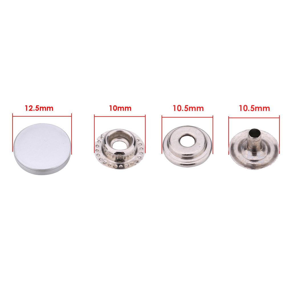 4-Part Flat Cap Press Studs (10 Sets)