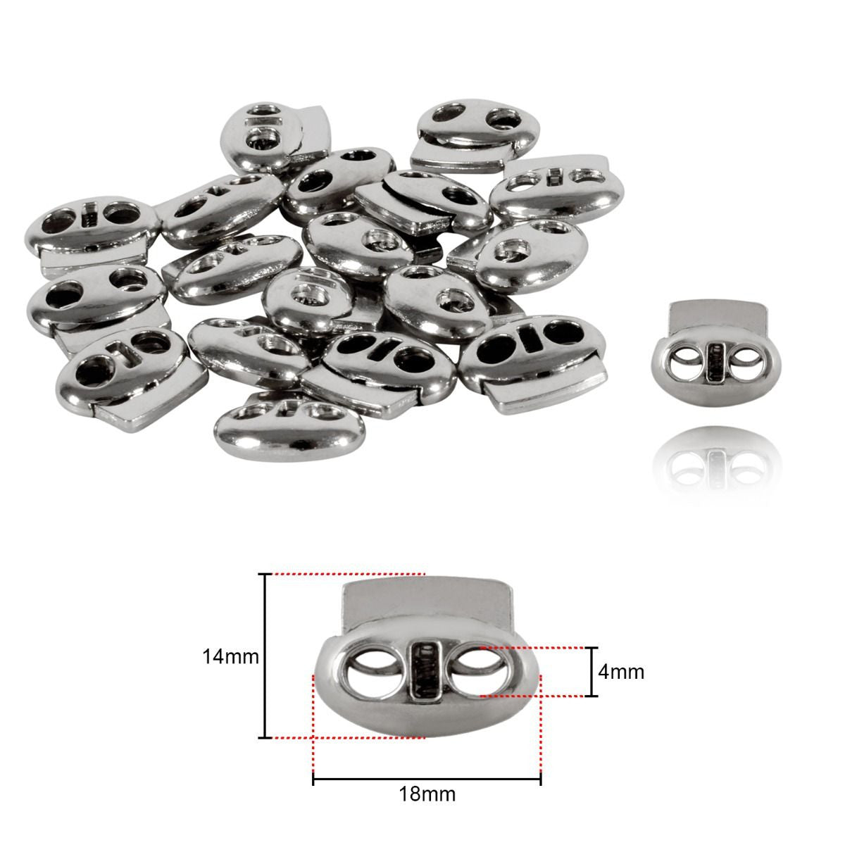 Metal Cord Lock Spring Loaded Stop Toggle Fastener - (Pack of 2)