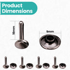 Double Cap Tubular Rivets Extra Long Studs (Pack of 50)