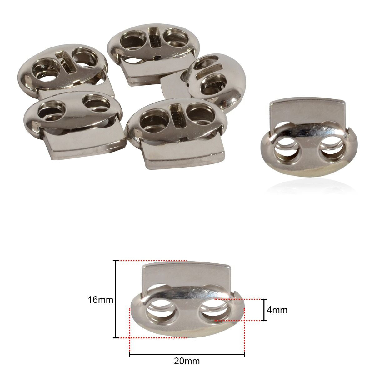 Metal Cord Lock Spring Loaded Stop Toggle Fastener - (Pack of 2)