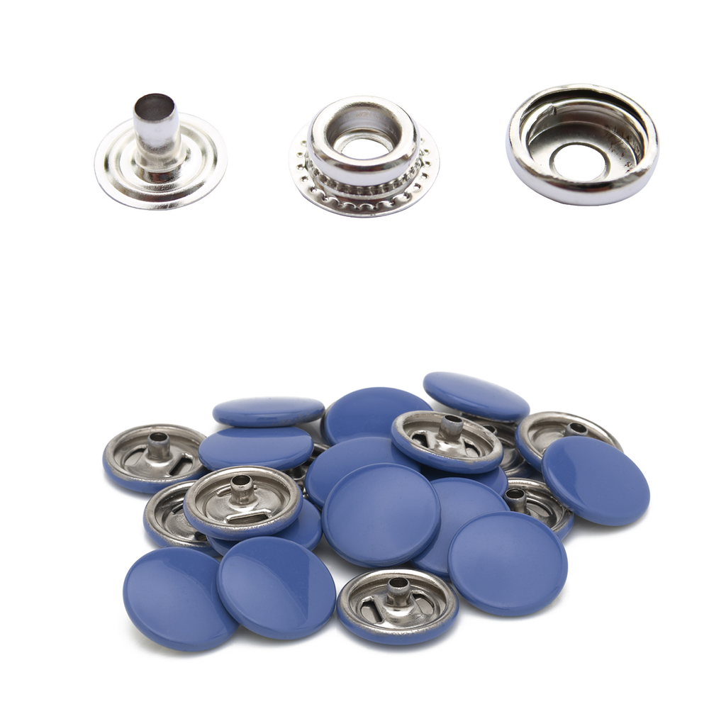 15mm Press Studs with Colour Caps and Silver Components - Small (10 Sets)