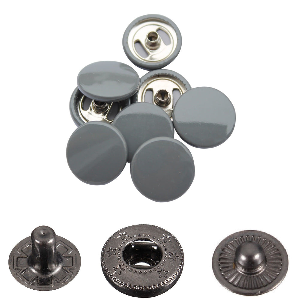 15mm S Spring Press Studs with Colour Caps and Gunmetal Components - (10 Sets)