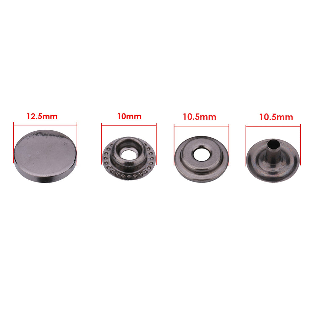 4-Part Flat Cap Press Studs (10 Sets)