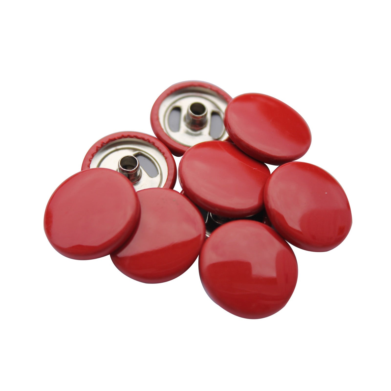 15mm S Spring Press Studs with Coloured Caps and Silver Components (10 Sets)