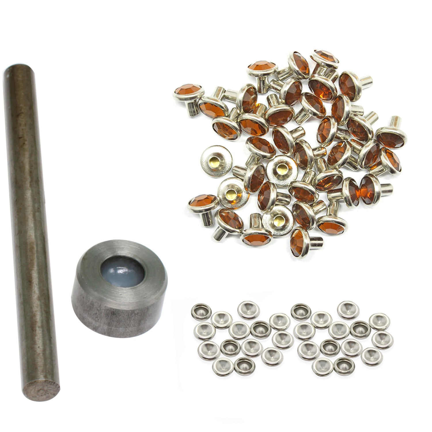 Diamante Rivets with 2 Part Hand Tool  - (Pack of 10)