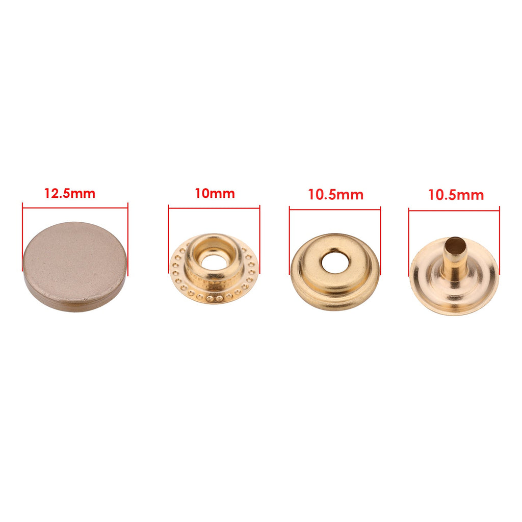 4-Part Flat Cap Press Studs (10 Sets)