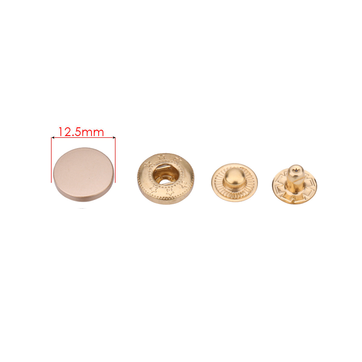 4-Part Flat Cap S Spring Press Studs (10 Sets)
