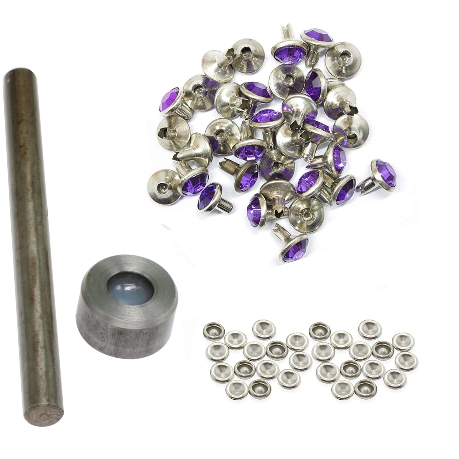 Diamante Rivets with 2 Part Hand Tool  - (Pack of 10)