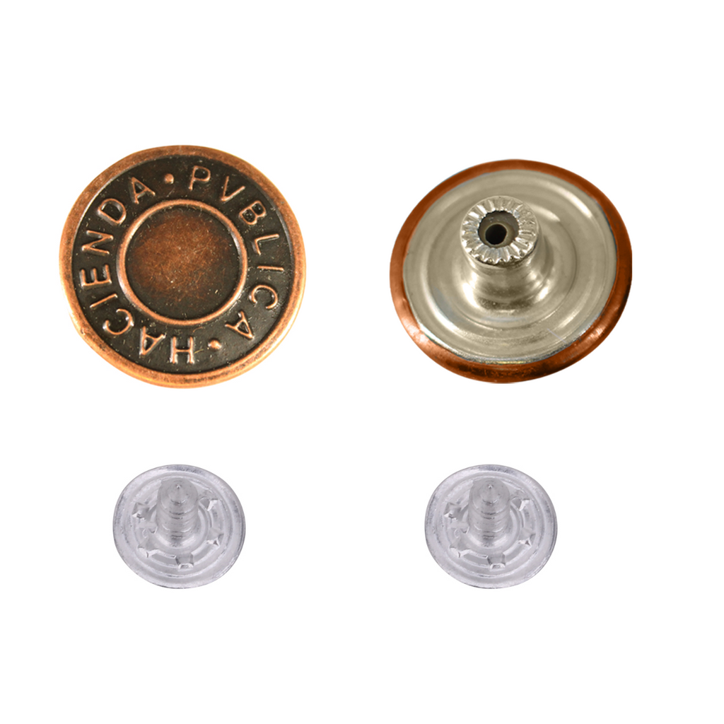 Brass Jeans Button Fasteners with Aluminium Back Pin - (Pack of 10)