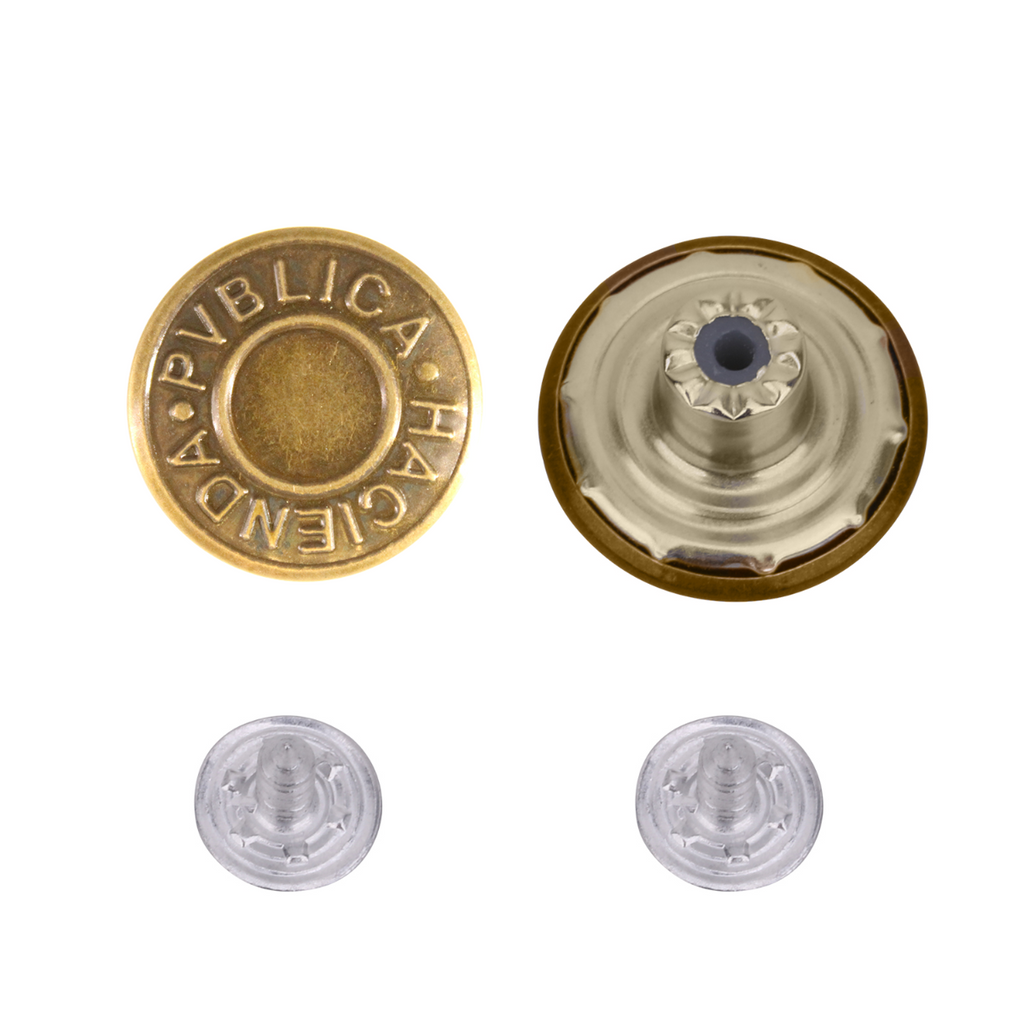 Brass Jeans Button Fasteners with Aluminium Back Pin - (Pack of 10)