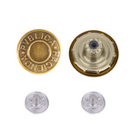 Brass Jeans Button Fasteners with Aluminium Back Pin - (Pack of 10)
