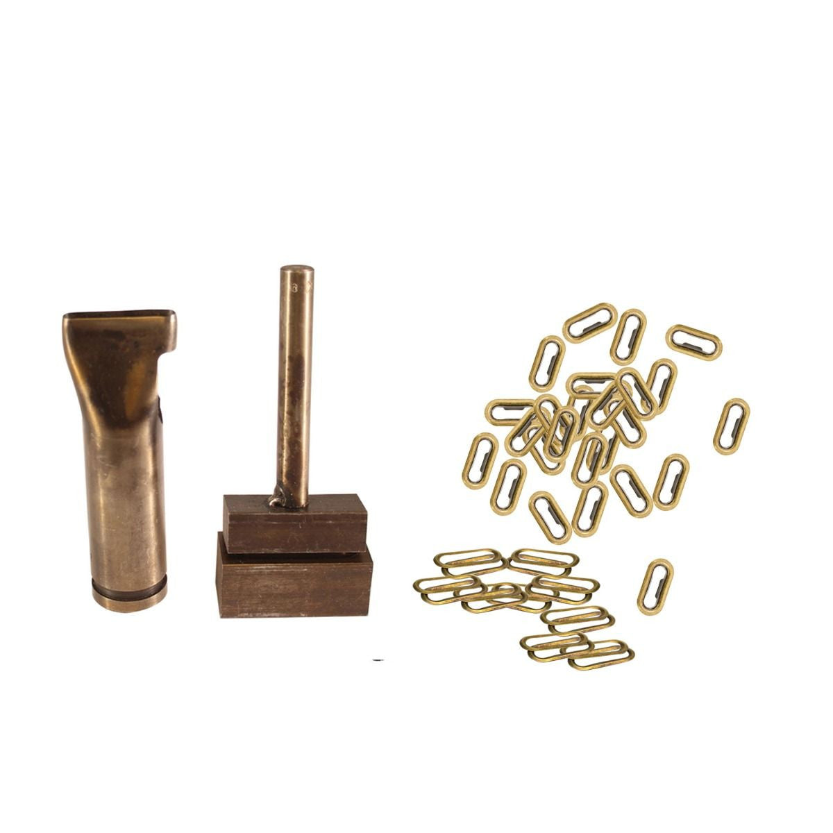 Brass Oval Eyelets with Washers and Fixing Hand Tool (Pack of 50)