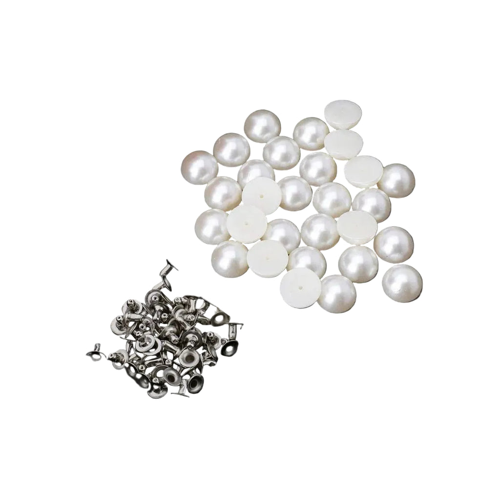 Half Round Pearl Rivet Studs with Base Pin (Pack of 100)