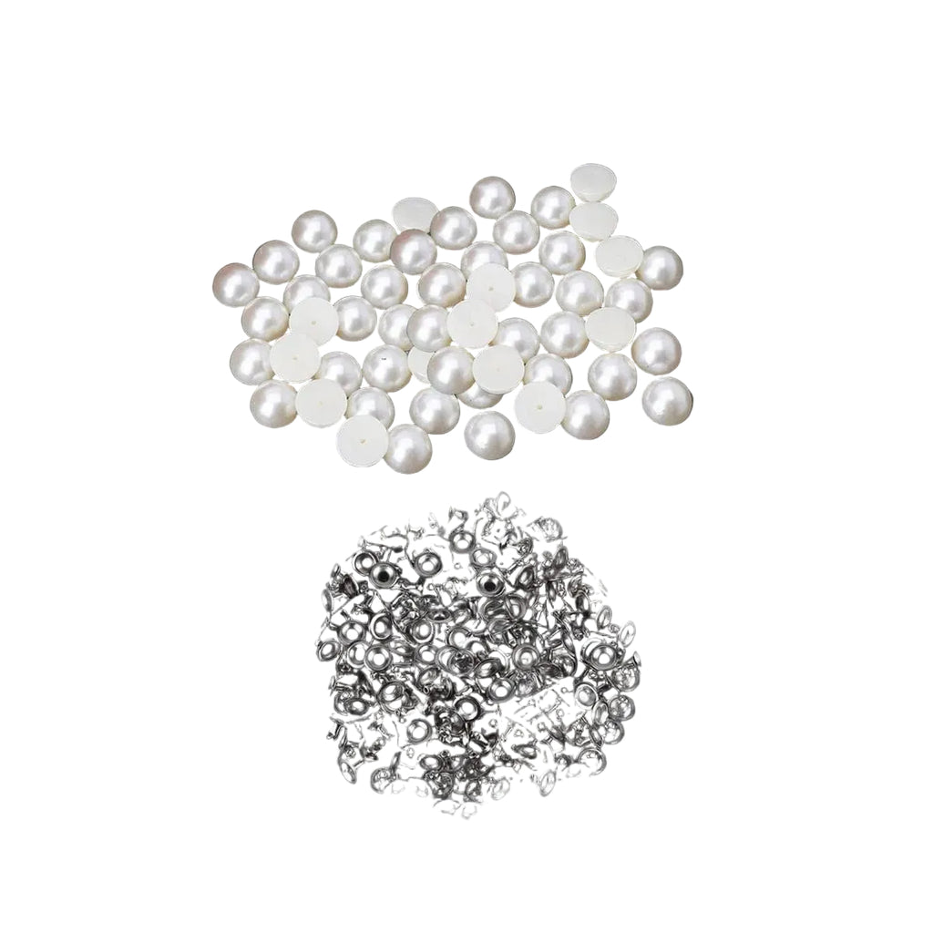 Half Round Pearl Rivet Studs with Base Pin (Pack of 100)