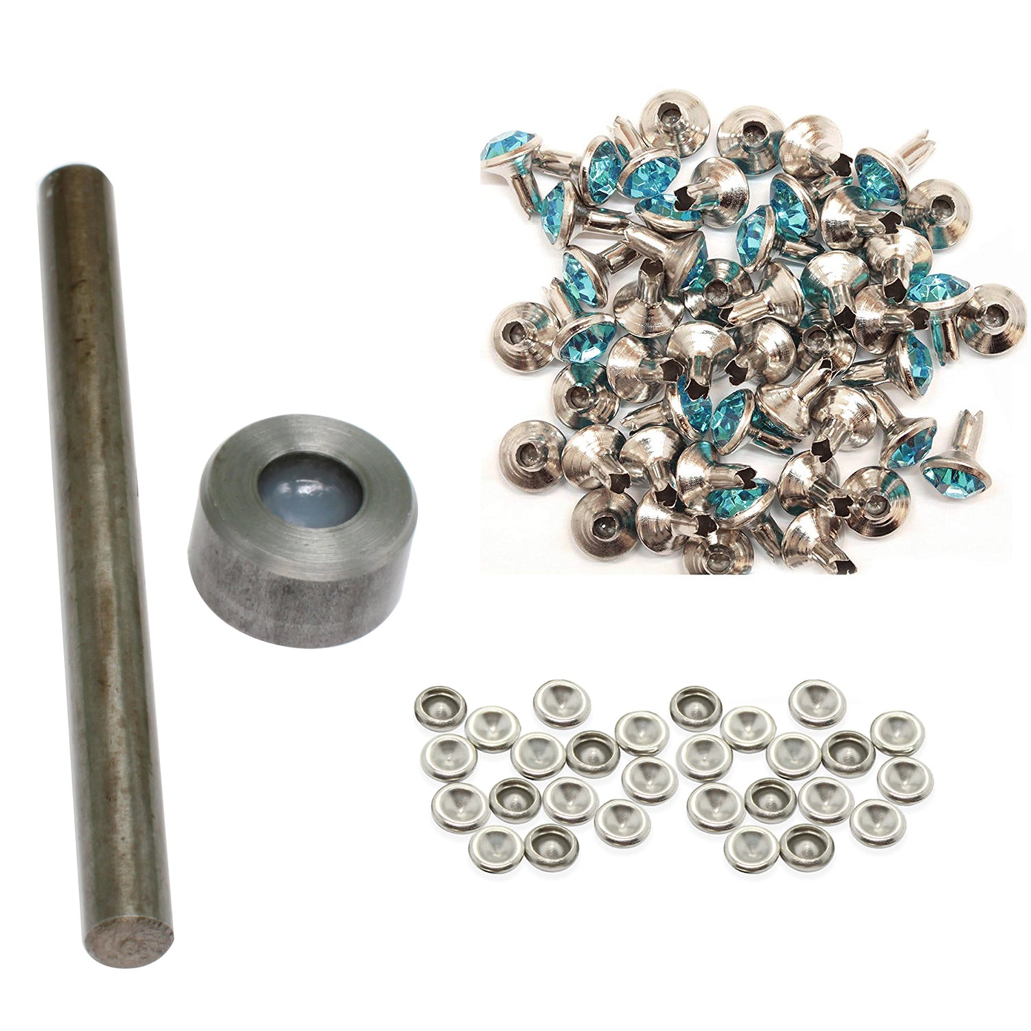 Diamante Rivets with 2 Part Hand Tool  - (Pack of 10)