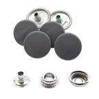 15mm 4-Part Press Studs with Colour Caps and Silver Components - Large (10 Sets)