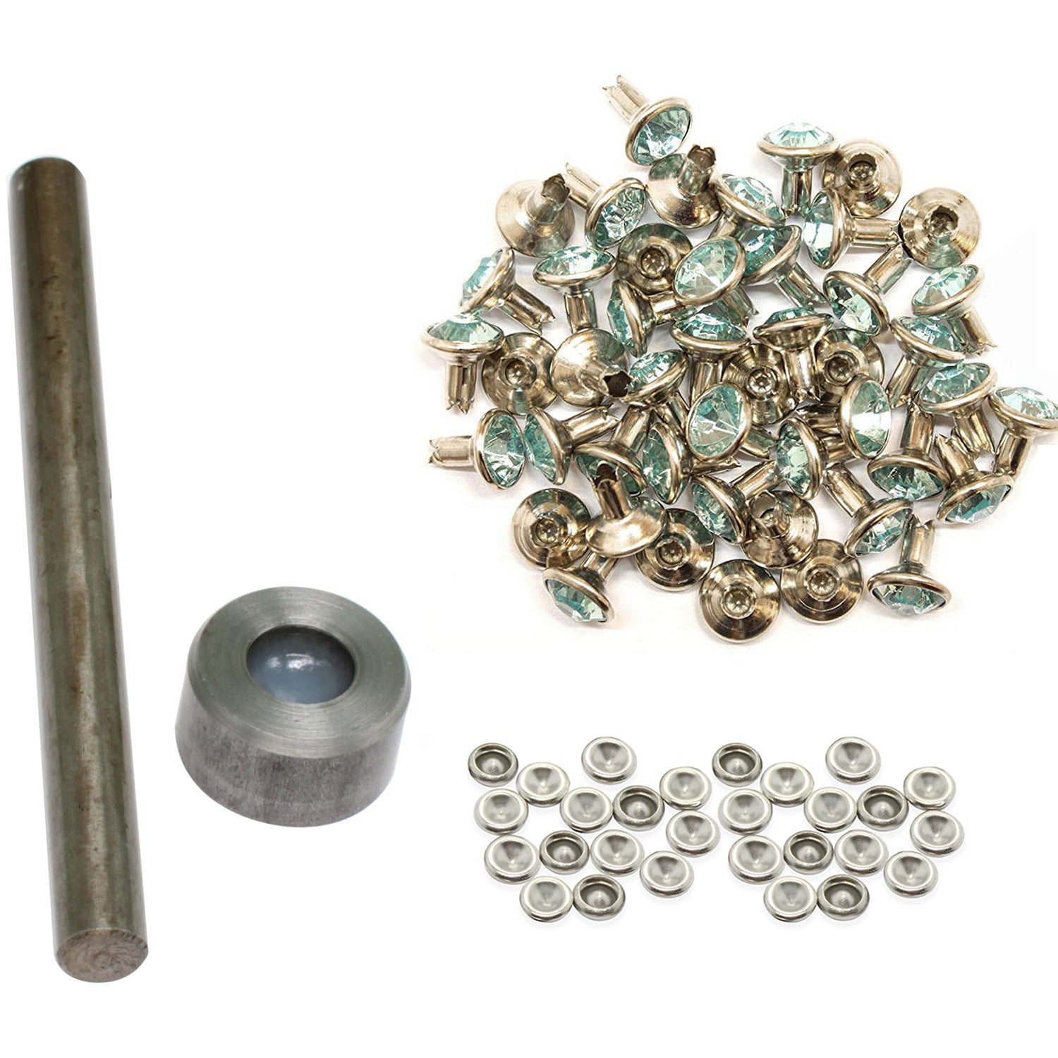 Diamante Rivets with 2 Part Hand Tool  - (Pack of 10)