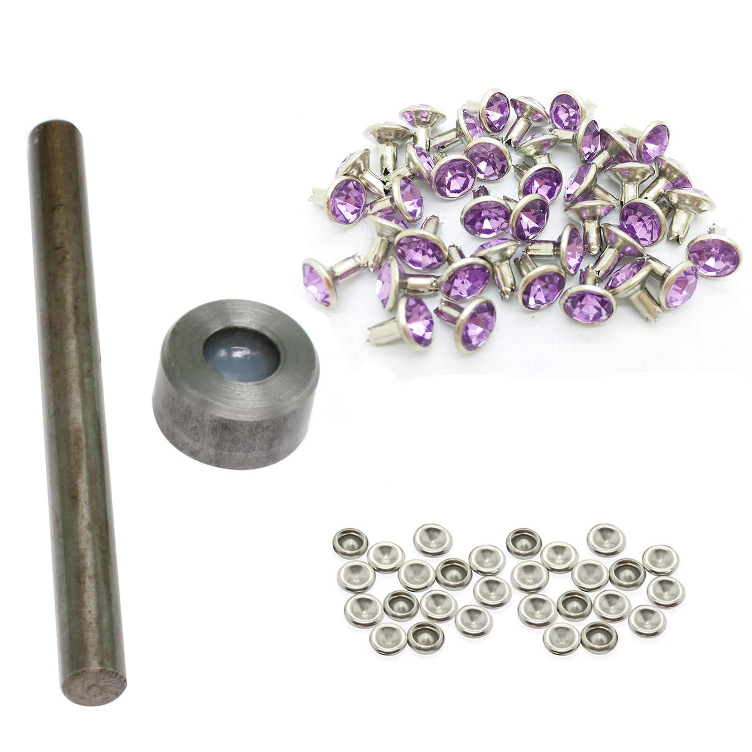 Diamante Rivets with 2 Part Hand Tool  - (Pack of 10)