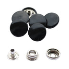 15mm Large 4-Part Press Studs with Colour Caps and Silver Components - (10 Sets)
