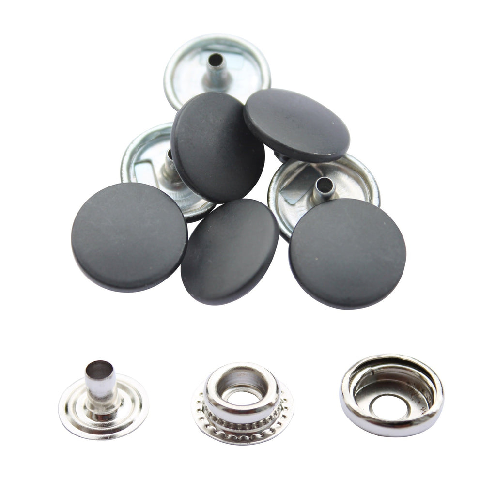 15mm Large 4-Part Press Studs with Colour Caps and Silver Components - (10 Sets)