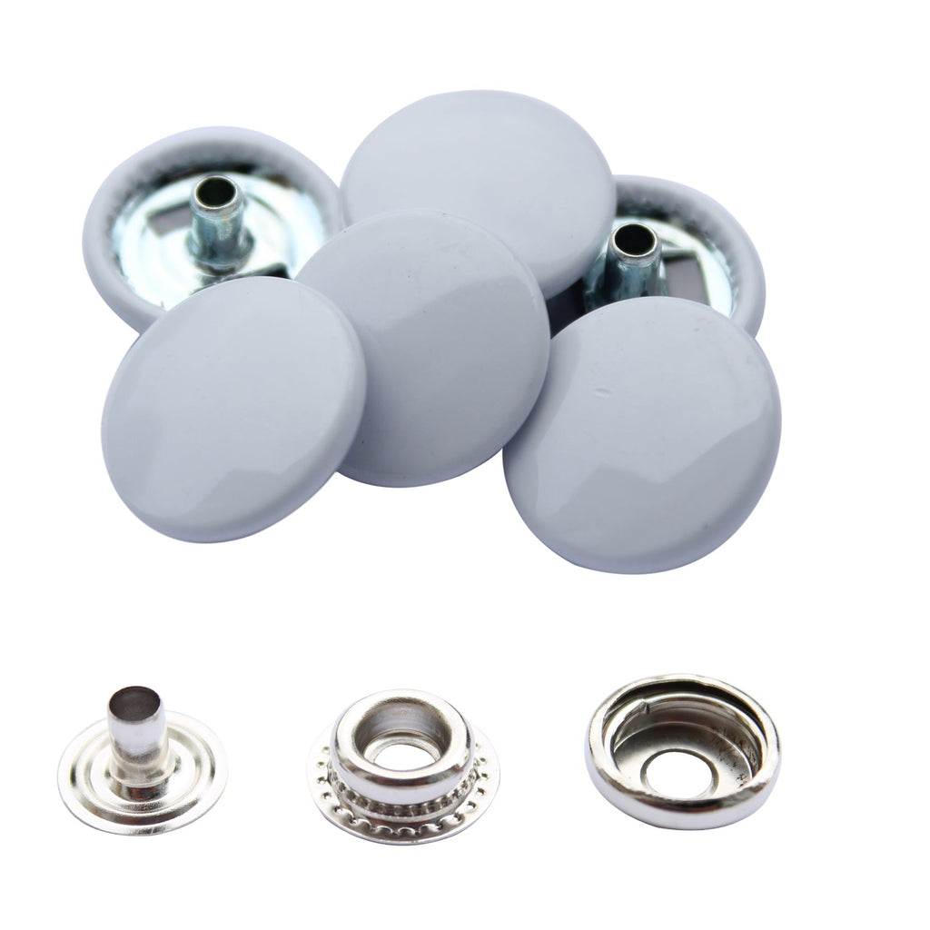 15mm Press Studs with Colour Caps and Silver Components - Small (10 Sets)