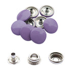 15mm Large 4-Part Press Studs with Colour Caps and Silver Components - (10 Sets)