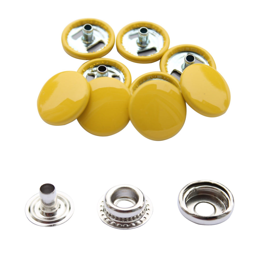 15mm Large 4-Part Press Studs with Colour Caps and Silver Components - (10 Sets)