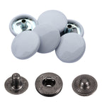 15mm S Spring Press Studs with Colour Caps and Gunmetal Components - (10 Sets)