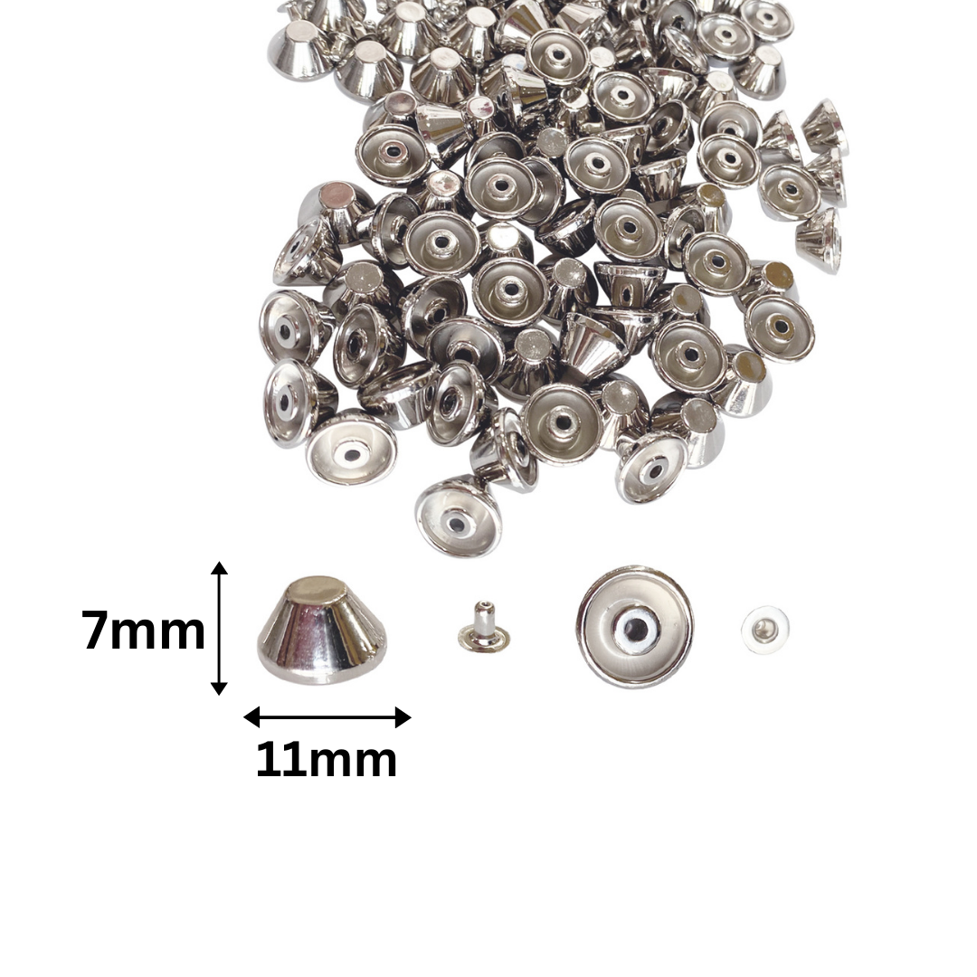 Flat Head Mushroom Shaped Punk Studs with Base Pin (Pack of 100)