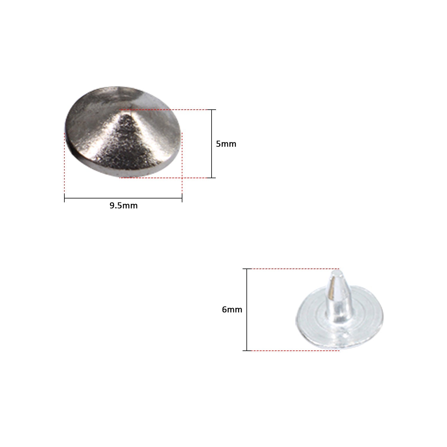 Brass Low Elevation Cone Studs with Base Pin - (Pack of 100)
