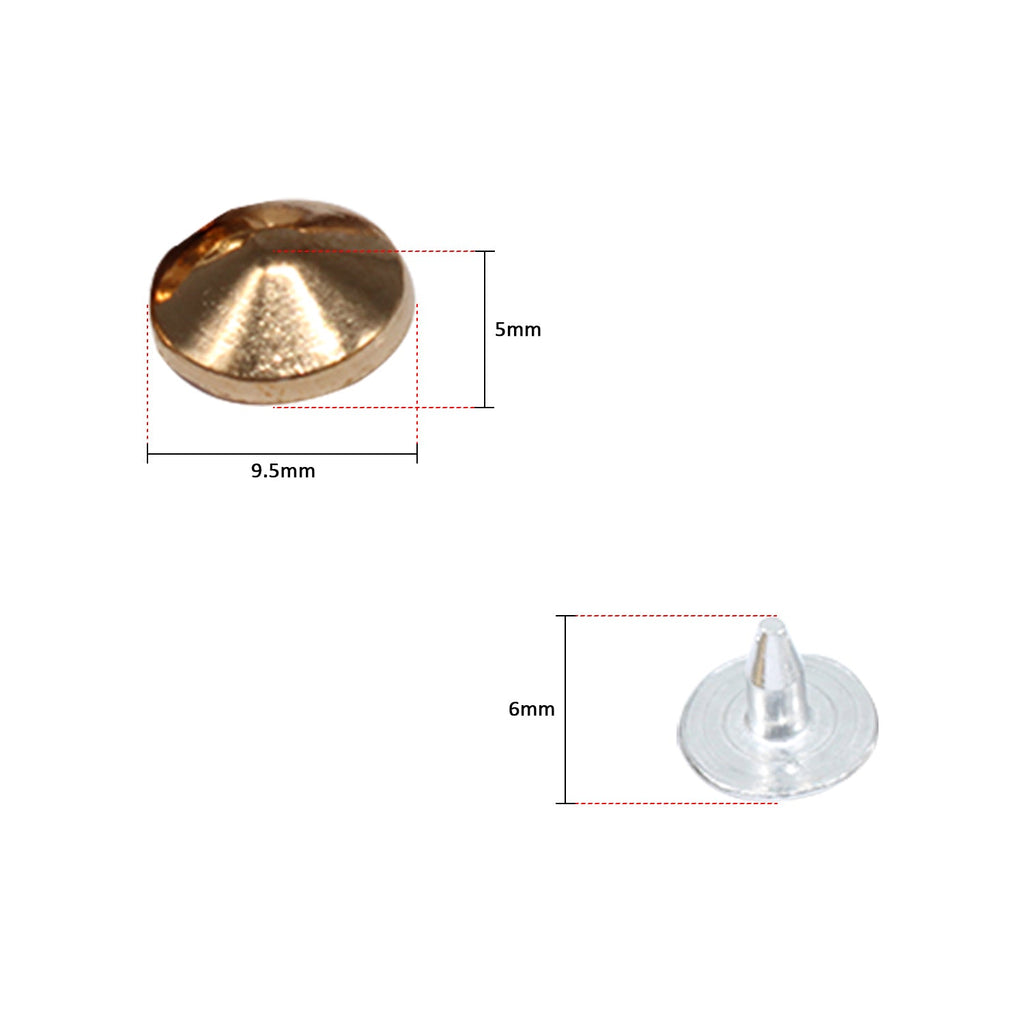 Brass Low Elevation Cone Studs with Base Pin - (Pack of 100)