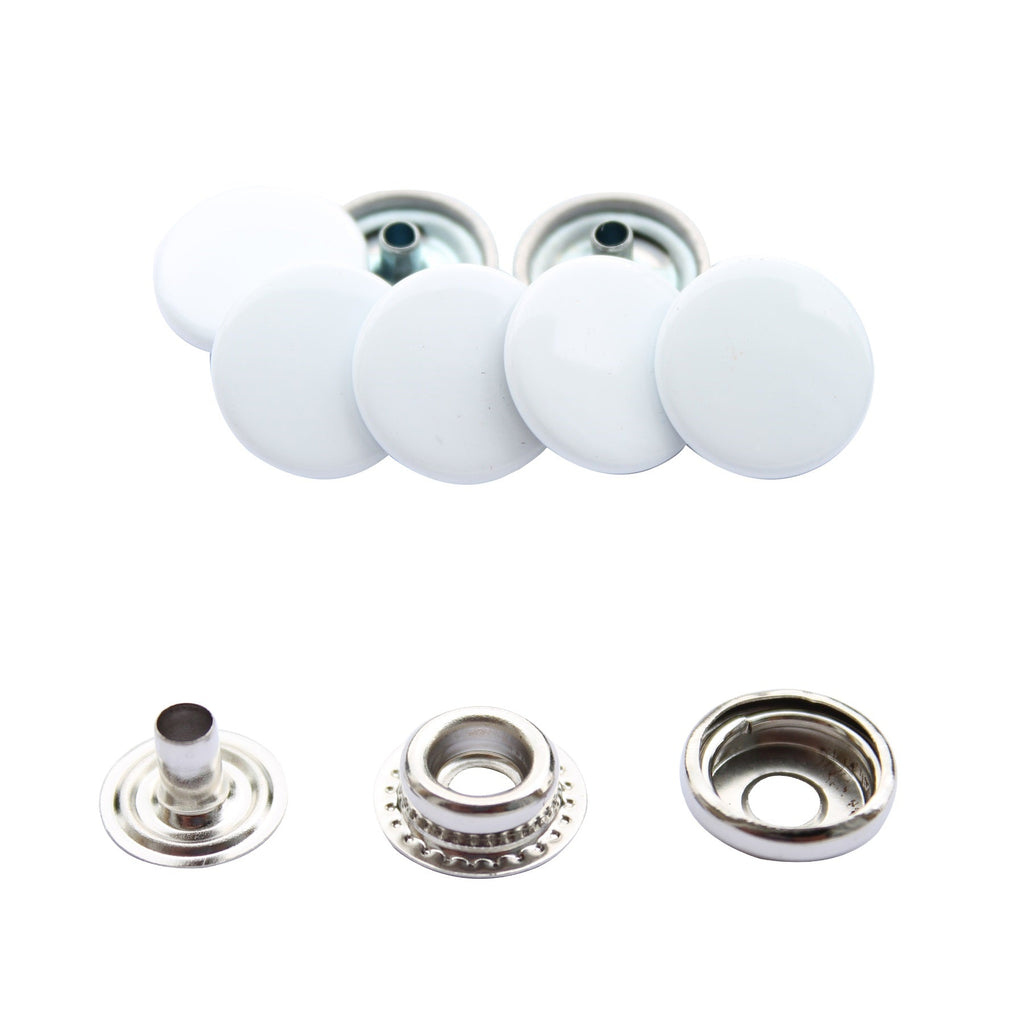 15mm Large 4-Part Press Studs with Colour Caps and Silver Components - (10 Sets)
