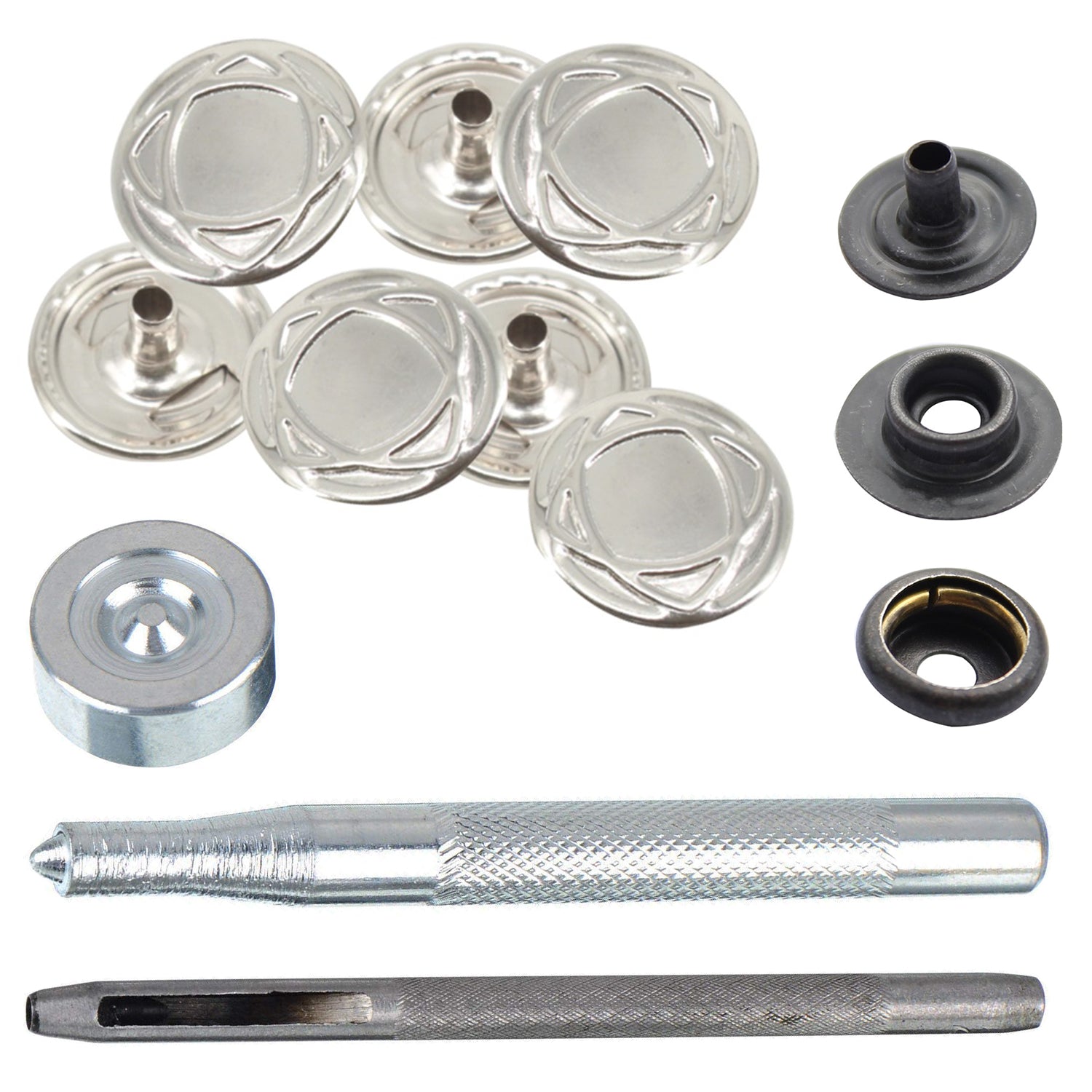 4-Part Press Studs with Hand Fixing Tool - Small