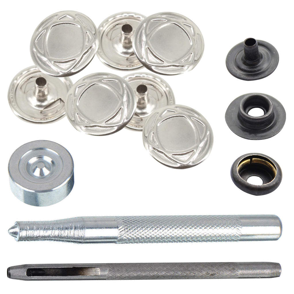 4-Part Press Studs with Hand Fixing Tool - Small